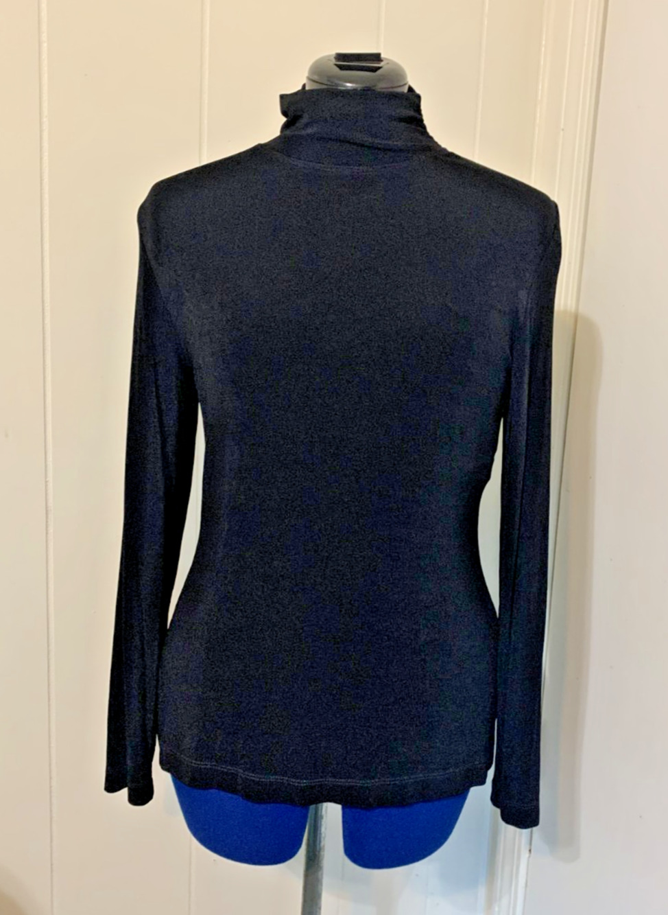 Chicos Travelers Collection Black Slinky Long Sleeve Turtleneck Size 1 M